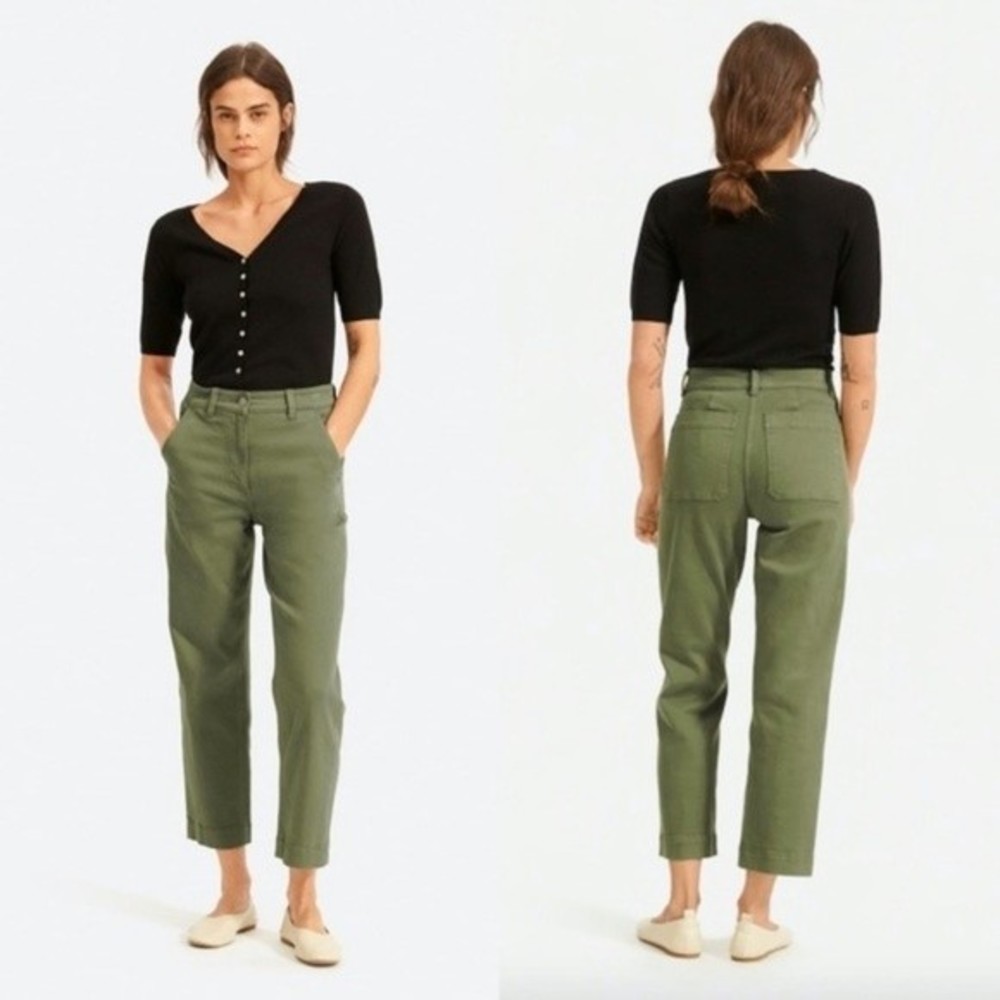 Everlane The Straight Leg Crop Size 0 REG Stretch Cotton Green Denim EUC B11